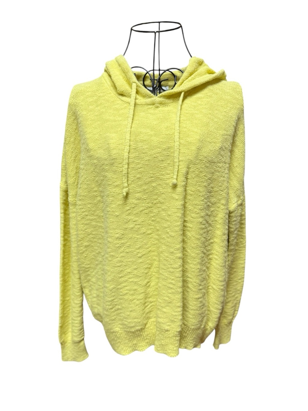 Stitches & Stripes Yellow Knit Hoodie Sweater Cozy Lounge Medium